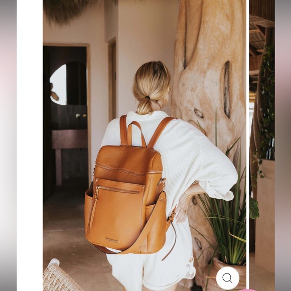 Poppy & Peonies Commuter Backpack - Cognac - Picture 5 of 6